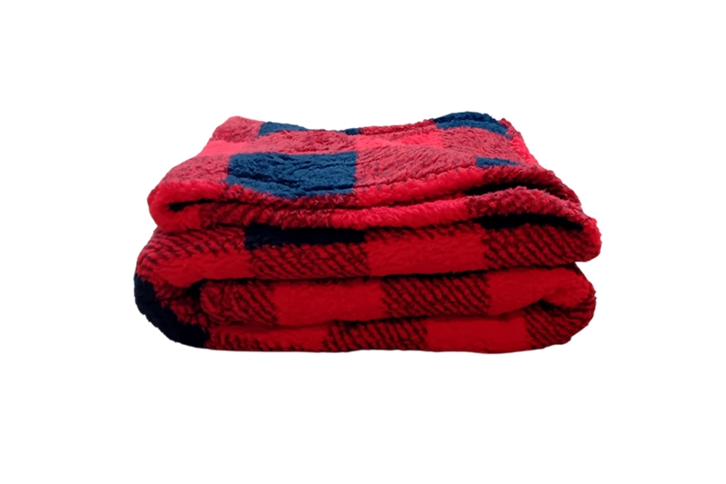 Sherpa takaró, 127x152 cm - piros-kék kockás
