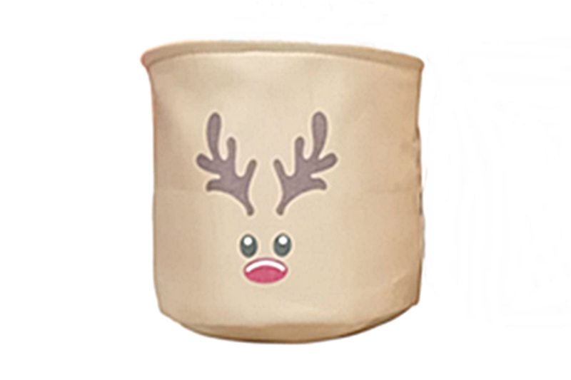 Henger alakú tárolókosár - szarvasos, barna - 25x25x20 cm