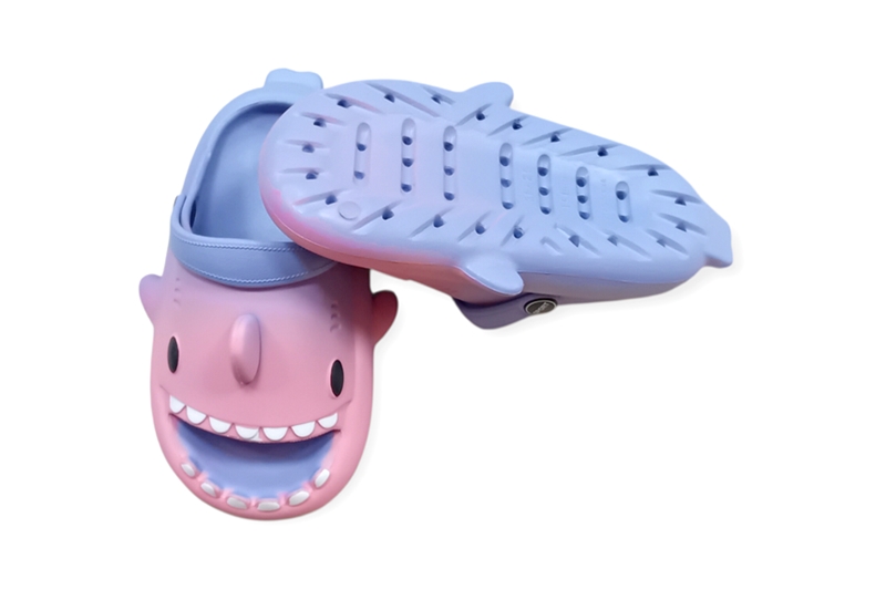 Vidám gyerekpapucs - cápás, 28-29-es, lila-rózsaszín - Image 3