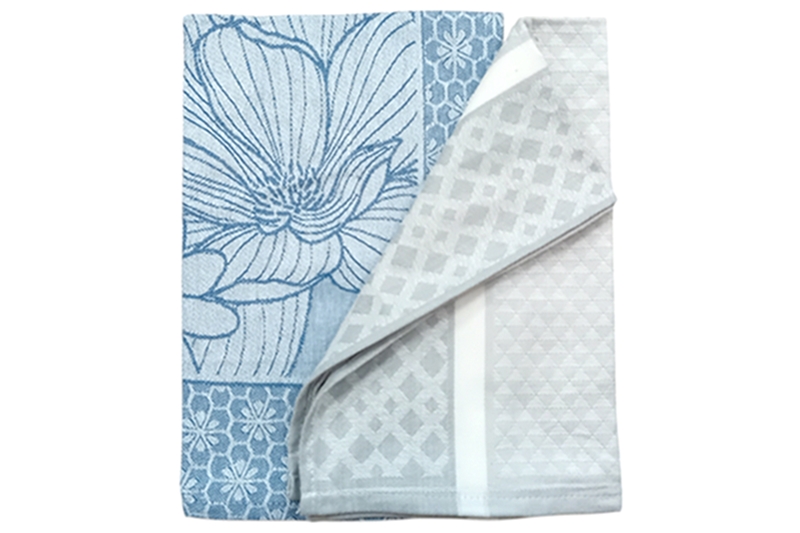 Konyharuha - 100 % pamut (2 db), 40x60 cm (szürke-kék)