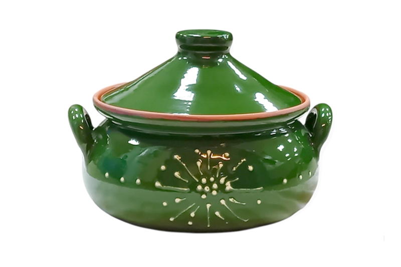 Mázas agyag káposztafőző fazék - 3 literes, zöld - értékcsökkentett