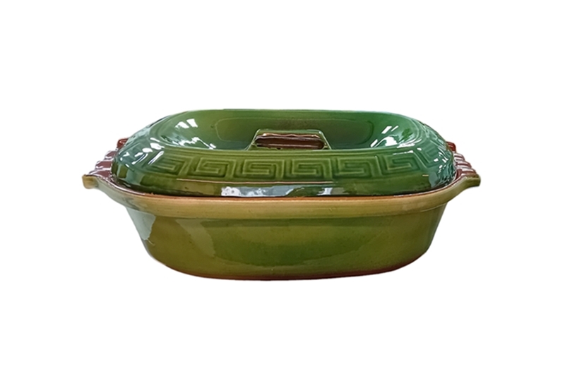 Mázas agyag római tál - 6 literes, zöld - szépséghibás, értékcsökkentett