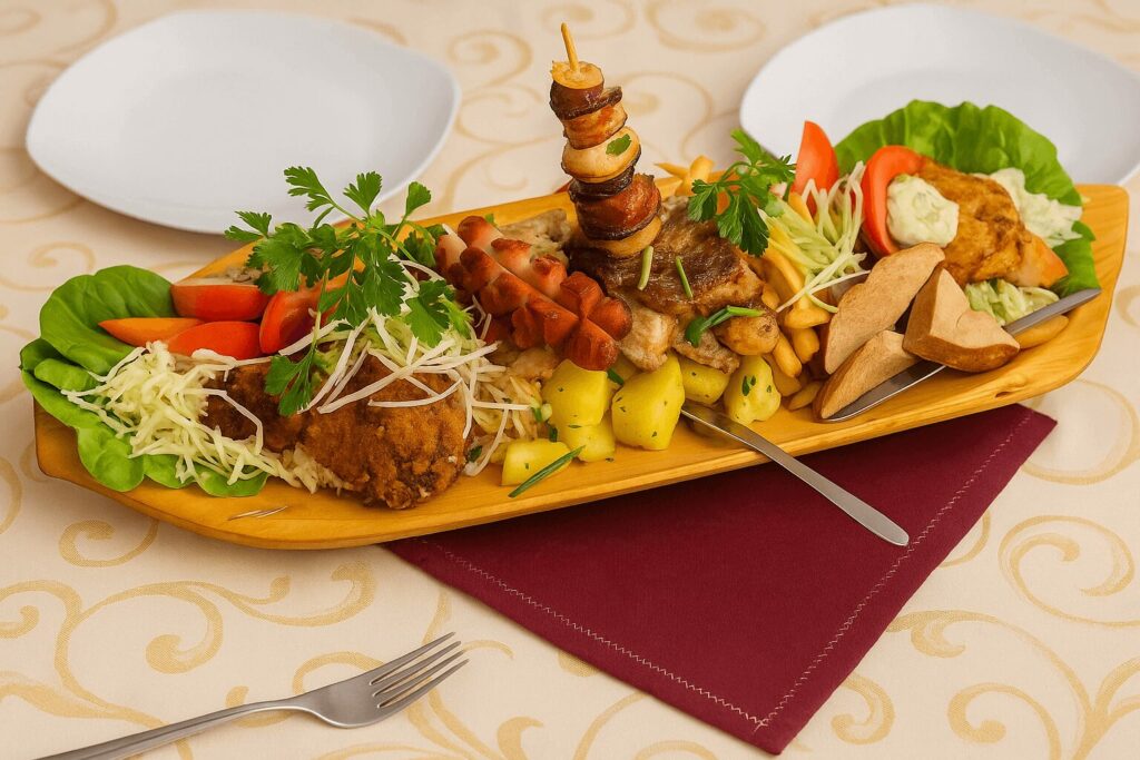 Egészséges ételek, fatálon tálalva