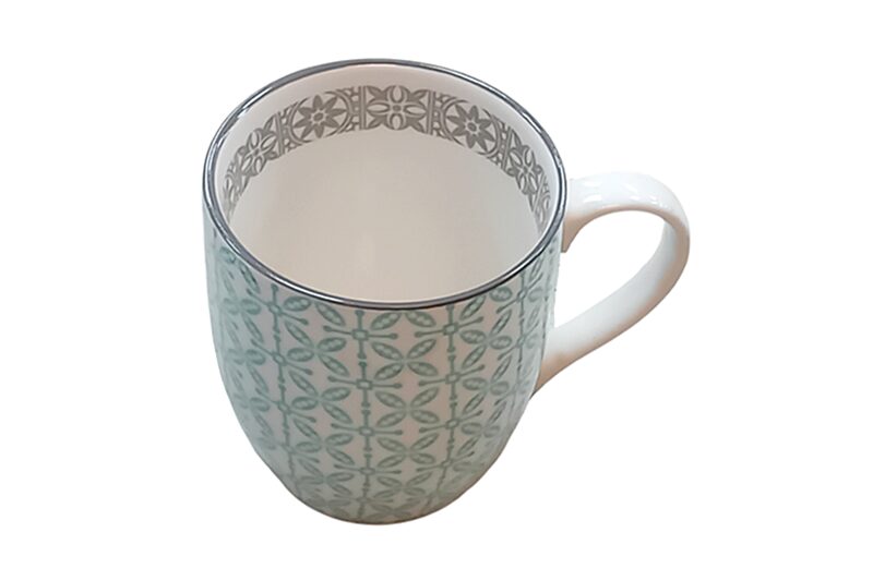 Porcelán bögre (Nora's Design) - 300 ml (türkiz-fehér-szürke) - Image 2