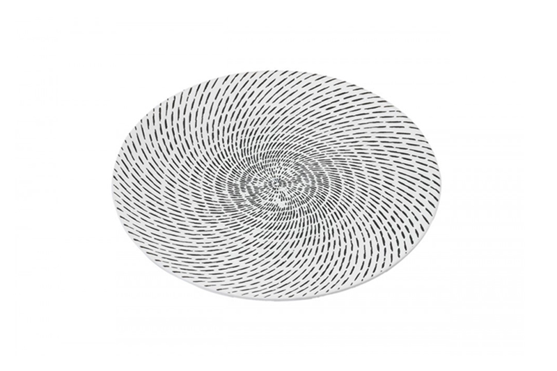 Porcelán lapos kis tányér - Nora's Design - 21,5 cm, örvény mintás