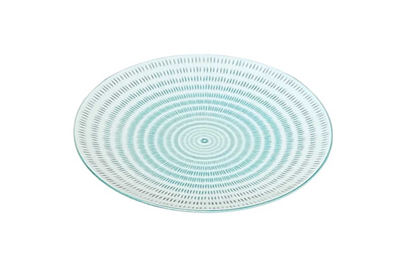 Porcelán lapos nagy tányér - Nora's Design - 26,5 cm, örvény mintás (zöld)