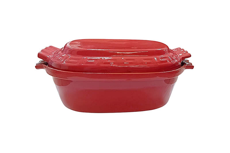 Mázas agyag római tál – 6 literes, korall vörös - szépséghibás