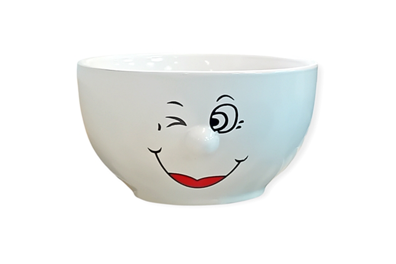 Vidám müzlis kerámia tálka - 500 ml (fehér)