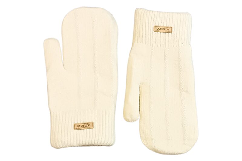 Női, egyujjas kötött, bélelt kesztyű - krémszínű (egy méret)