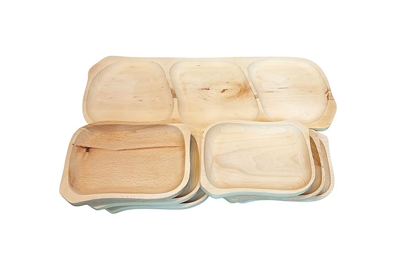 Fa tálaló készlet - 7 db-os (1 db 60x24x2,5 cm és 6 db 23x18x2,5 cm-es tál), natúr - Image 2