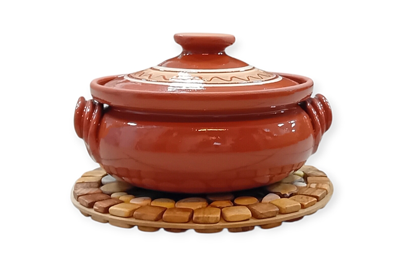 Kerek, fa edényalátét - Ø 20 cm, gombával, fa szeletekkel (mindkét oldalán) - Image 2