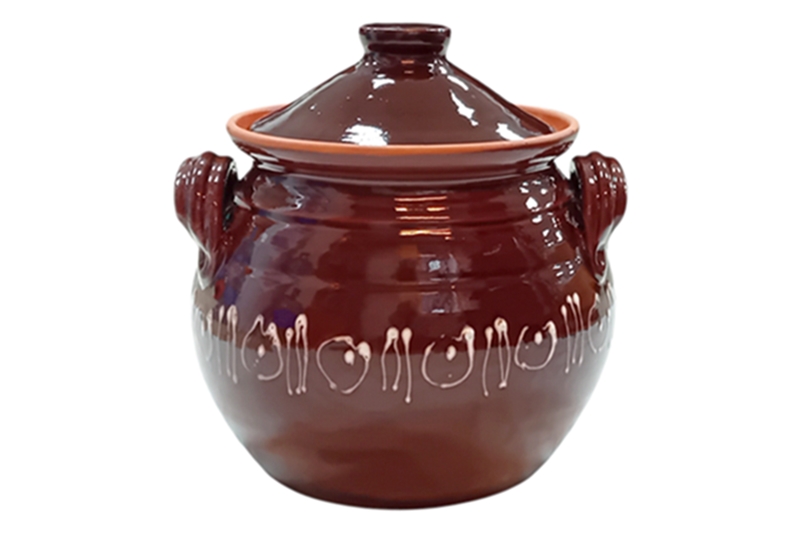 Mázas agyag káposztafőző fazék - 7 literes (barna)