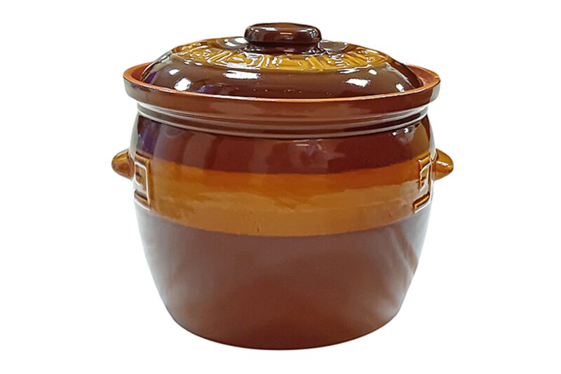 Mázas agyag káposztafőző fazék, 7 literes, barna