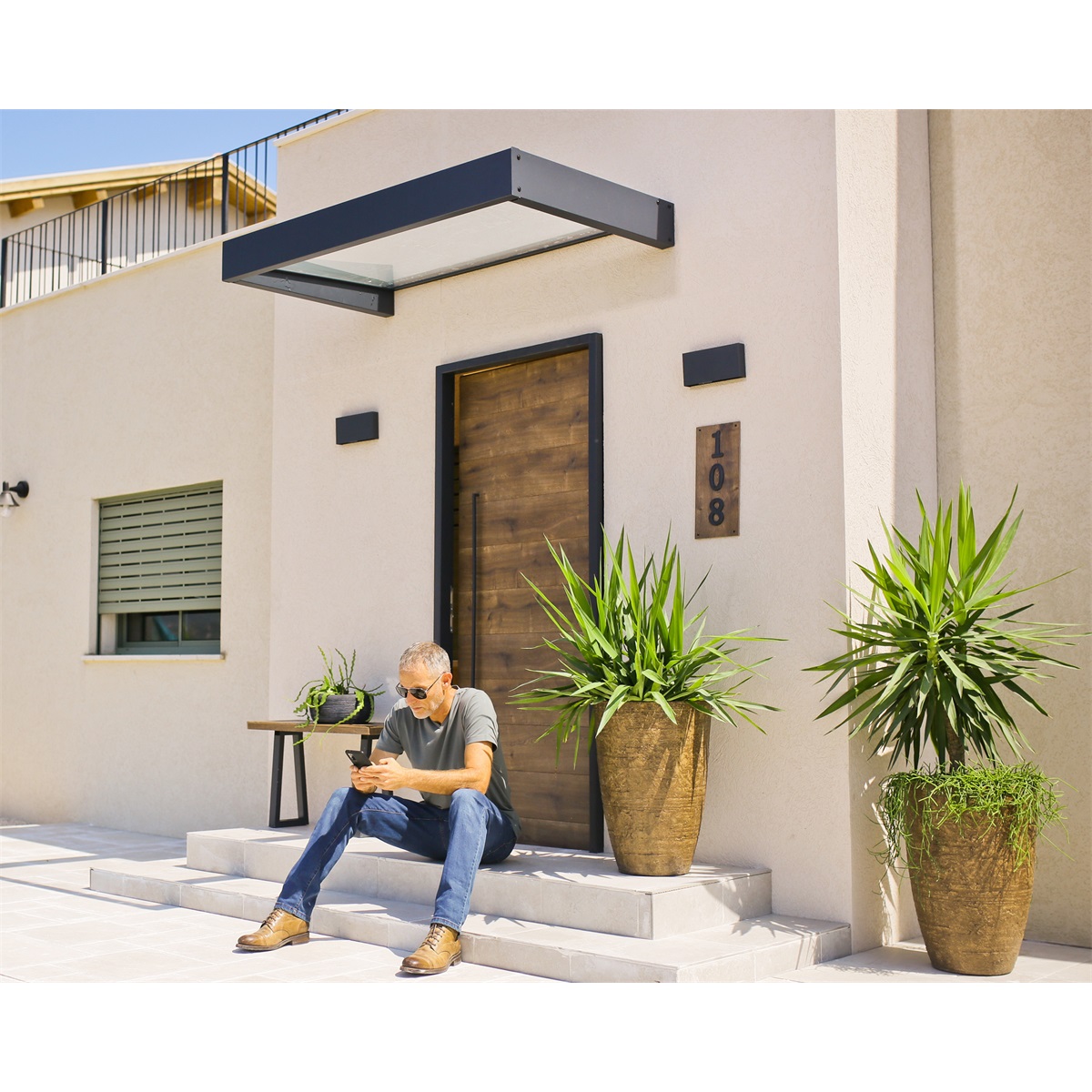 Palram - Canopia Sophia 1600 opal white - modern bejárati előtető, - Image 7