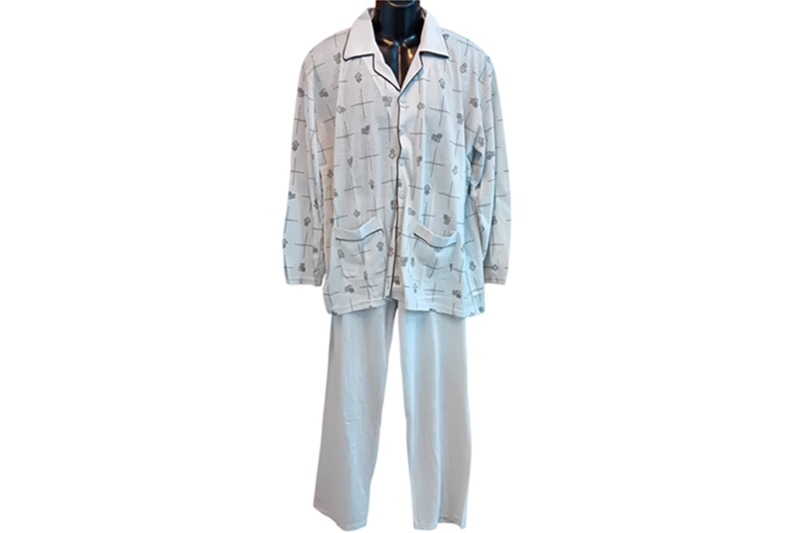 Férfi kétrészes pizsama - gombos, hosszú ujjú, hosszú szárú - XXL-es (világosszürke)