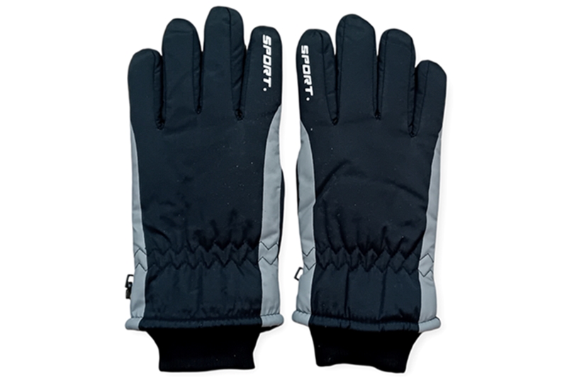 Férfi síkesztyű - egy méret (fekete-szürke), mutatóujjain Sport felirattal