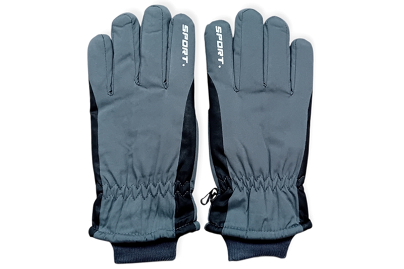 Férfi síkesztyű - egy méret (szürke-fekete), mutatóujjain Sport felirattal