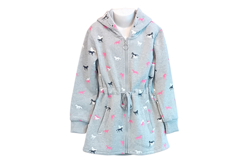 Lányka szabadidő felső, kapucnis (lovas) – 134-es (szürke)