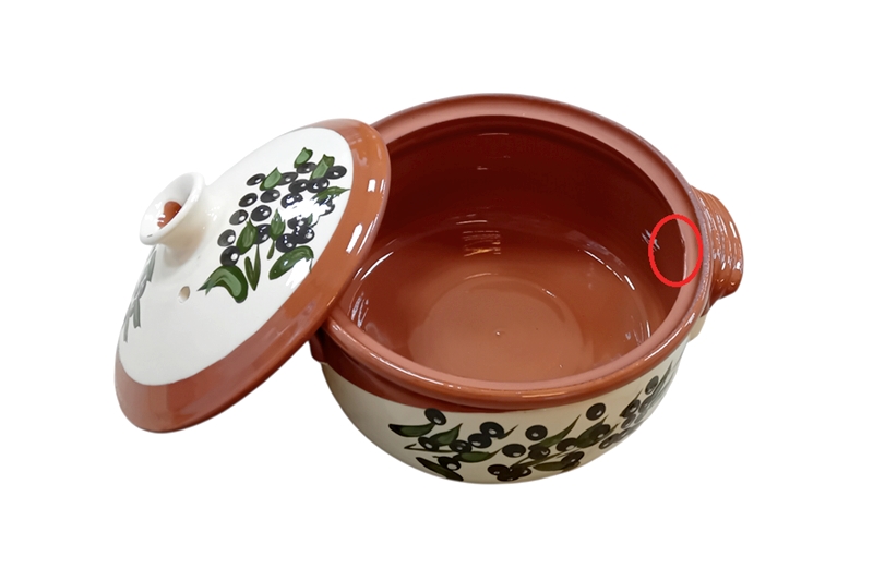 Mázas agyag káposztafőző fazék - 6 literes (olíva bogyós), szépséghibás - Image 3