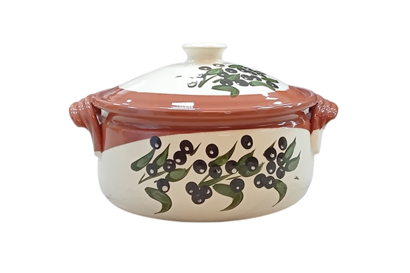 Mázas agyag káposztafőző fazék - 6 literes (olíva bogyós), szépséghibás