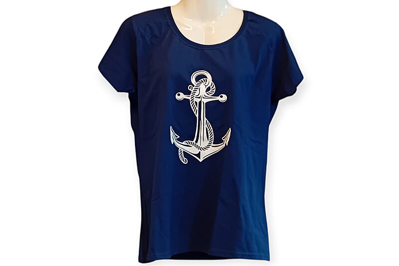 Női póló - vasmacskás, sötétkék, 100 % pamut - M (Fruit off the Loom)