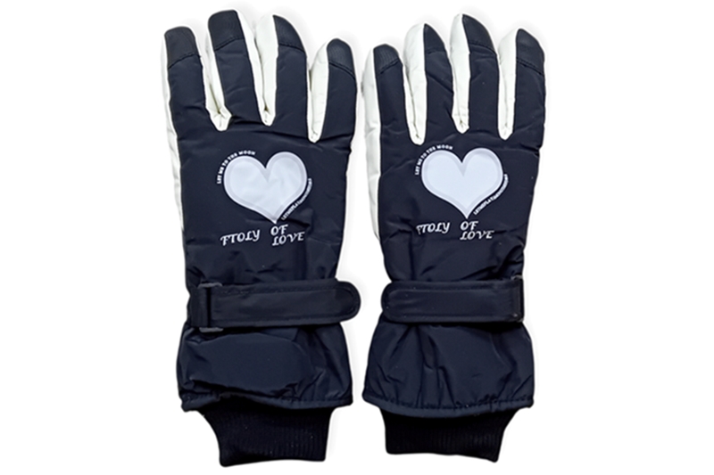 Női síkesztyű - egy méret (fekete-krémszín), tépőzáras csuklópánttal